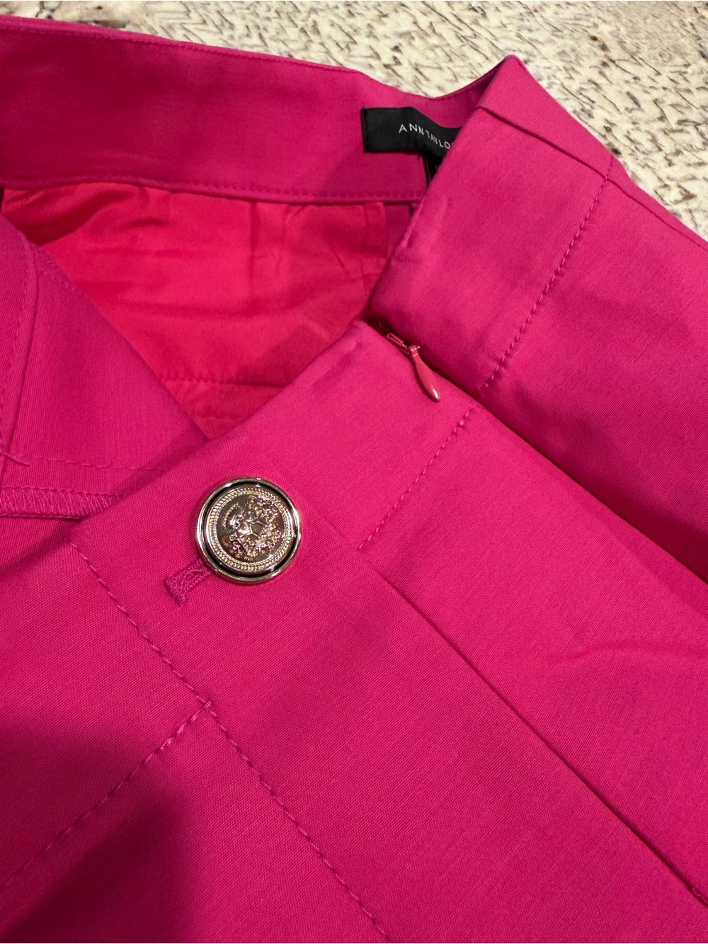 Ann Taylor Fuchsia High-Waist Tailored Shorts Zip Side Nautical Boat Vacation - Picture 5 of 7